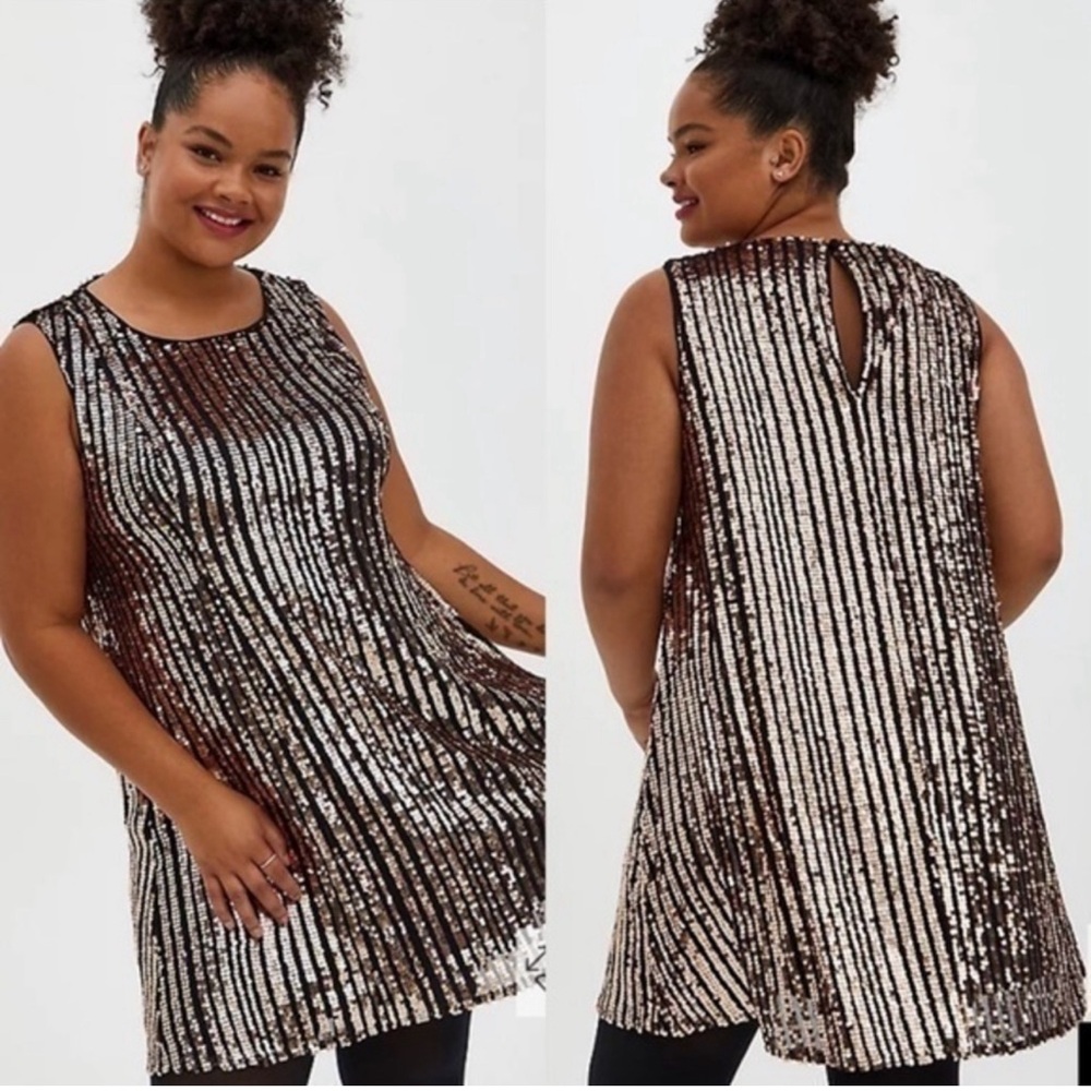 TORRID BLACK & GOLD SEQUIN A-LINE DRESS